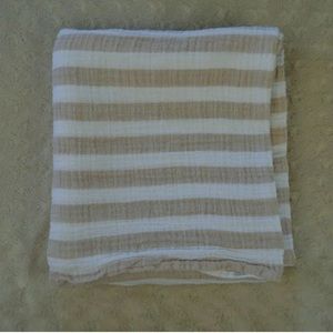 Aden + Anais Tan White Stripes Baby Swaddle Blanket Muslin Cotton Lovey